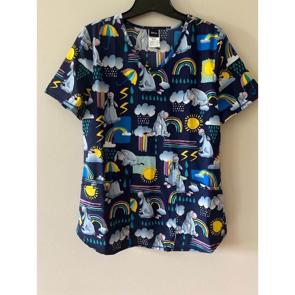 Disney Winnie the Pooh Eeyore  Scrub Top Ladies Small